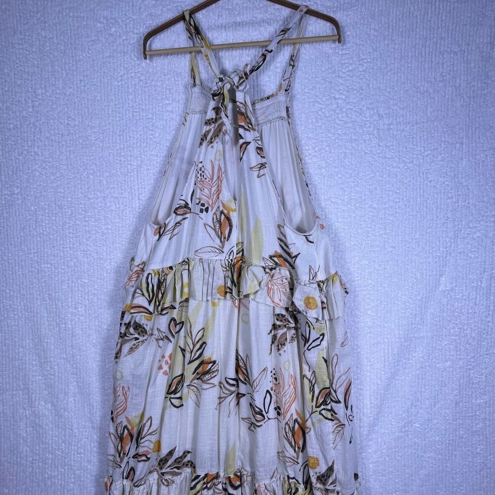 Free People Ivory Combo Floral Ruffle Tiered Halter Anita Maxi Dress Medium - Picture 5 of 10